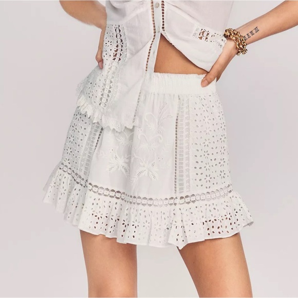 Loveshackfancy baydar white mini skirt - Picture 2 of 7
